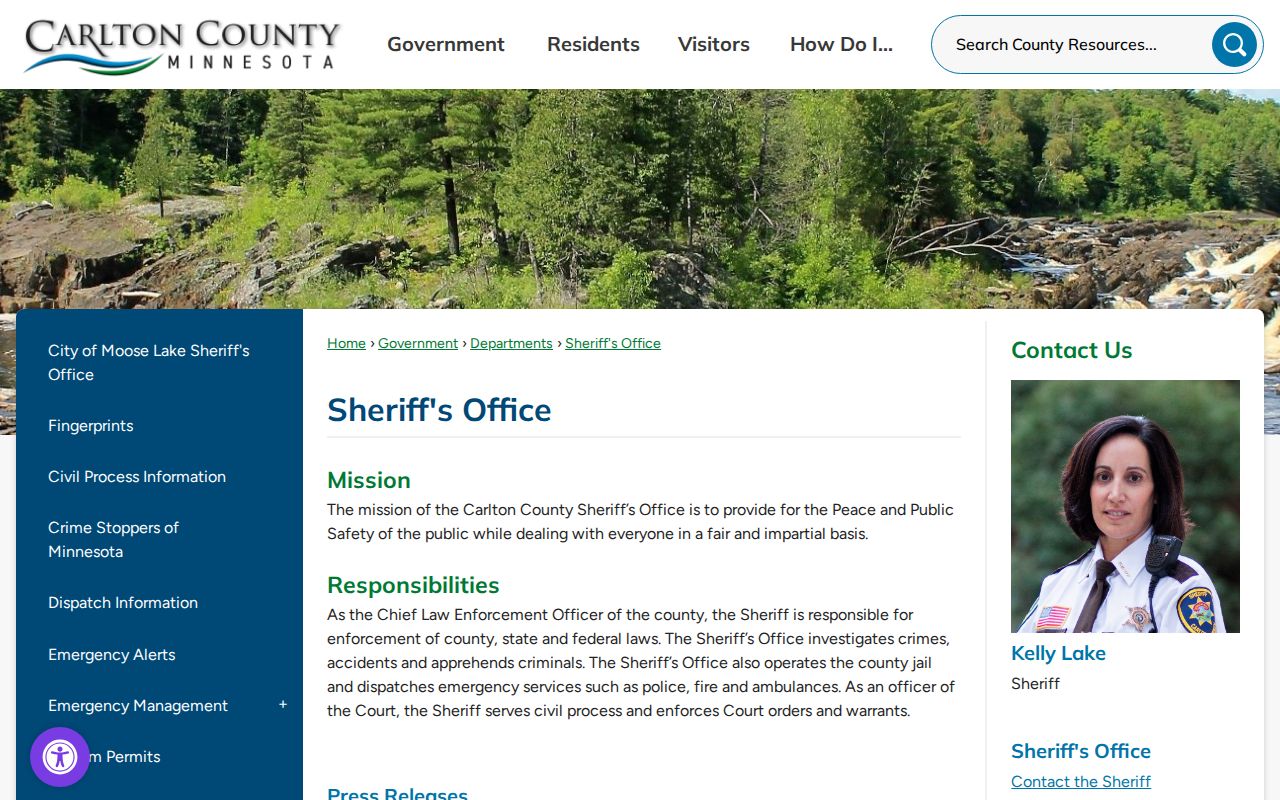 Carlton County outstanding warrants and the sheriff office warrant service responsibilities