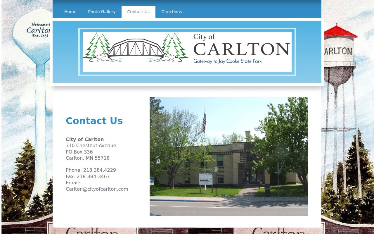 Carlton City Hall contact information for Carlton city warrant records questions