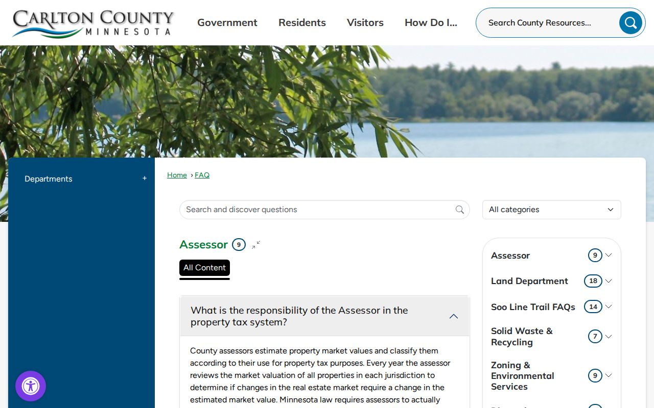 Carlton County warrant records phone route printed on the county FAQ page