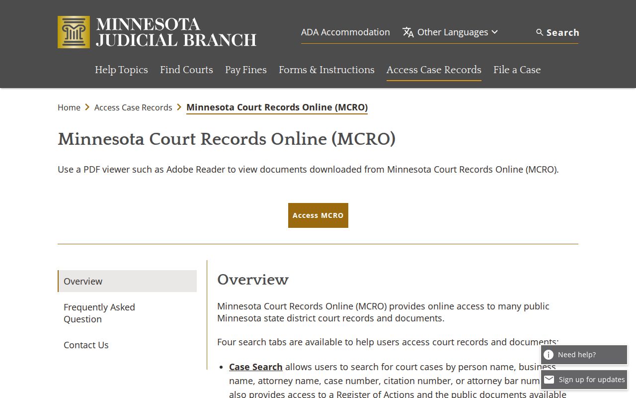 Carlton County warrant records Active Warrant flag limitation text from the MCRO overview